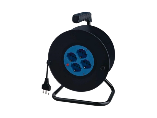 elettricità avvolgicavo mt.25 c/disgiuntore.e 4 prese bipasso/schuko