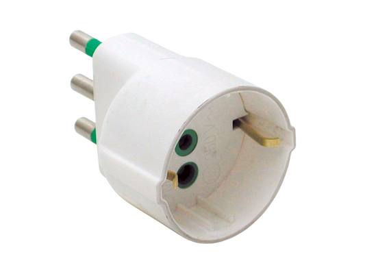 Adattatore 220V spina maschio 16A con presa schuko/bipasso